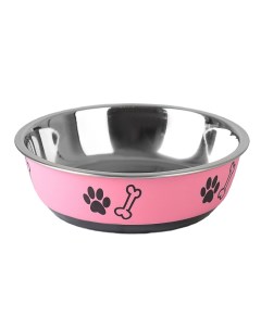 Миска для собак округлая с нескользящим основанием с принтом розовая 450 мл Пижон