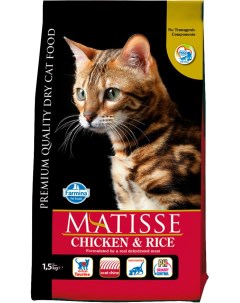 Сухой корм для кошек Matisse курица и рис 2 шт по 1 5 кг Farmina