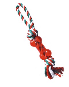 Игрушка для собак Грейфер Веревка с ручкой и игрушкой косточка 32 см N1