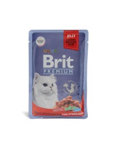 Влажный корм для кошек Premium мясное ассорти в желе для стерилизованных 85 гр Brit*