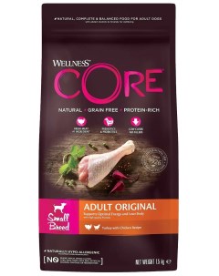Сухой корм для собак маленьких пород CORE с индейкой и курицей 4 шт по 1 5 кг Wellness core