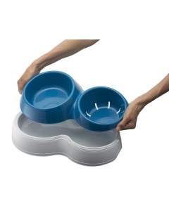 Двойная миска для собак Ciotolotto пластик синий 2 7 л Bama pet