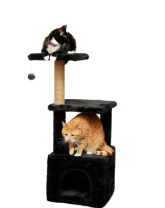 Домик для кошки с когтеточкой и лежанкой Эц черный 4 яруса Pet бмф