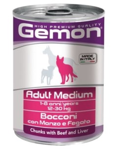 Консервы для собак Medium говядина печень 415г Gemon