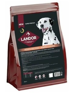 Сухой корм для собак для cредних и крупных пород c индейкой и лососем 3 кг Landor