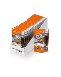 Влажный корм для кошек кусочки в желе с курицей 24шт по 85г Cat lunch
