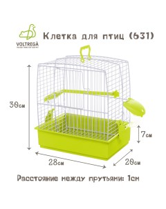 Клетка для птиц 631B зелёная 28х20х30 см Voltrega