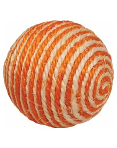 Мяч для кошек Шарик сизаль бежевый оранжевый 9 5 см Триол