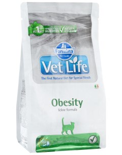 Сухой корм для кошек Vet Life Obesity для снижения лишнего веса курица 0 4кг Farmina