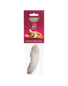 Дразнилка для кошек Лапка пушистая натуральный мех белый 13 см Titbit