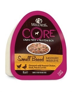 Консервы для собак Core Dog с курицей уткой горохом и морковью 12шт по 85г Wellness core
