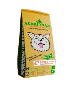 Сухой корм для собак TASTY Turkey Super Premium Индейка средние гранулы 15 кг Acari ciar
