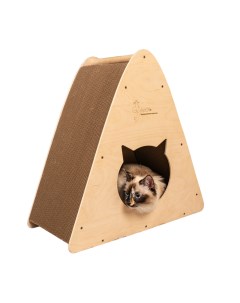 Когтеточка для кошки в форме домика картон бежевый Фрося