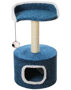 Комплекс для кошек Дом круглый с полкой в форме капли синий 2 уровня Зооник