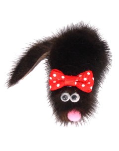Мягкая игрушка для кошек Мышь Микки натуральный мех черный 7 см Gosi