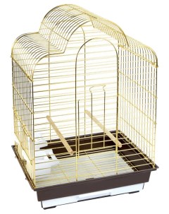 Клетка для птиц 6113G 46 5х36х65 см золотая решетка коричневый поддон Триол