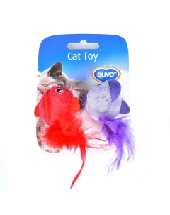 Мягкая игрушка для кошек Плюшевые птицы с перьями полиэстер разноцветный 13 см Duvo+