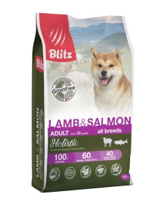 Сухой корм для собак Holistic Grain Free Adult Lamb Salmon ягненок и лосось 1 5кг Blitz