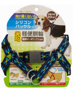 Шлейка для собак M нейлон синий Japan premium pet