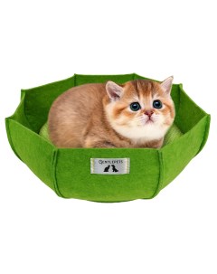 Лежанка для кошек и собак хлопок 30x30x12см зеленый Gentlepets