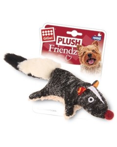 Мягкая игрушка для собак Скунс с пищалкой серый длина 9 см Gigwi