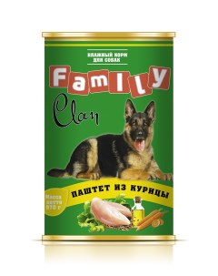 Консервы для собак Family паштет курица 6шт по 970г Clan