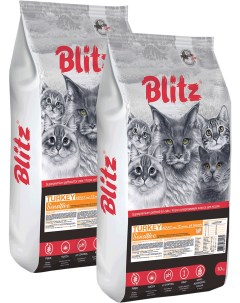 Сухой корм для кошек SENSITIVE ADULT CAT STERILISED с индейкой 2шт по 10кг Blitz