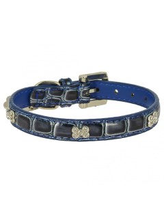 Ошейник для собак Косточка Колибри с украшением голубой кожа длина 35 см Каскад