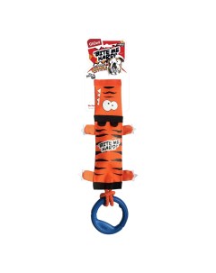 Мягкая игрушка для собак Тигр с пищалкой веревкой и резиновым кольцом длина 20 см Gigwi