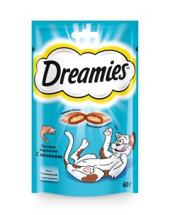 Лакомство для кошек Лакомые подушечки с лососем 60г Dreamies