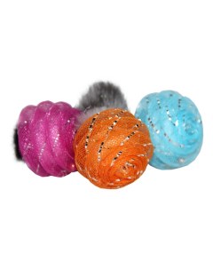Мяч для кошек Шар с норкой натуральный мех в ассортименте 11 5 см Dogman