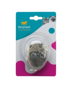 Заводная игрушка для кошек мышь на веревочке белый серый 5 см Ferplast