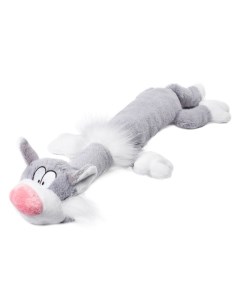 Мягкая игрушка для собак Кот с большой пищалкой серый длина 63 см Gigwi