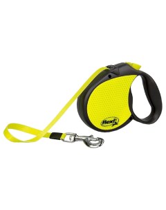 Поводок рулетка для собак New Neon лента черный желтый L до 50 кг 5 м Flexi