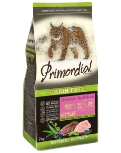 Сухой корм для котят Natural instinct Grain Free утка индейка 2кг Primordial