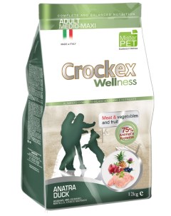 Сухой корм для собак Wellness Adult Medio Maxi утка рис 12кг Crockex
