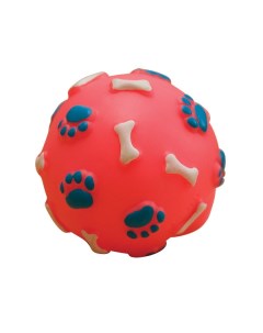 Апорт для собак Мяч с лапками и косточками розовый 7 см Зооник