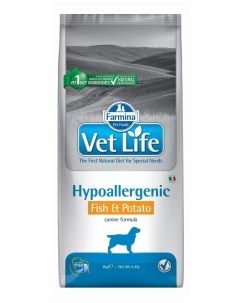 Сухой корм для собак Vet Life Hypoallergenic гипоаллергенный рыба картофель 2кг Farmina