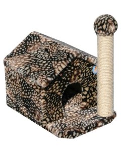 Домик для кошек Дом с когтеточкой цветной мех 52x36x50см в ассортименте Зооник