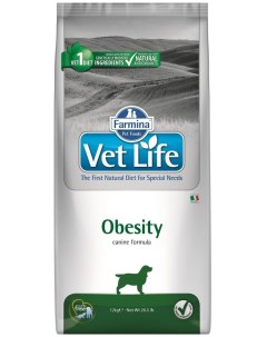 Сухой корм для собак Vet Life Obesity при ожирении и диабете курица 12кг Farmina