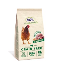 Сухой корм для кошек Adult Grain Free chicken беззерновой курица 1 5кг Lifecat