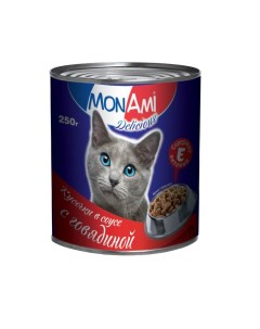 Консервы для кошек Delicious говядина в соусе 250г Монами
