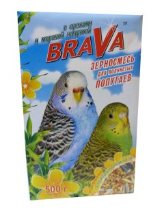 Сухой корм для волнистых попугаев с орехами и морской капустой 500 г Brava
