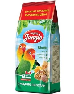 Сухой корм для средних попугаев 900 г Happy jungle