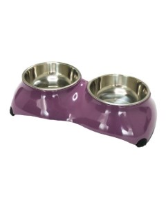 Двойная миска для кошек и собак Лапки сталь розовый 2 шт по 350 мл Superdesign