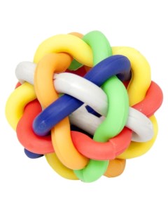Апорт жевательная игрушка для собак Мячик плетеный разноцветный 6 5 см Зооник
