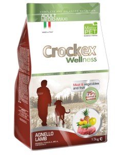 Сухой корм для собак Wellness Adult Medio Maxi ягненок рис 12кг Crockex
