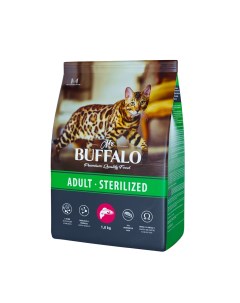 Сухой корм для кошек ADULT STERILIZED с лососем 1 8кг Mr.buffalo