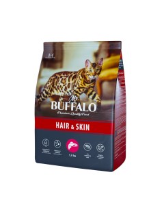 Сухой корм для кошек ADULT HAIR SKIN с лососем 1 8кг Mr.buffalo