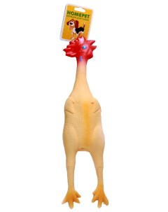 Игрушка пищалка для собак Петух с пищалкой желтый красный длина 45 см Homepet